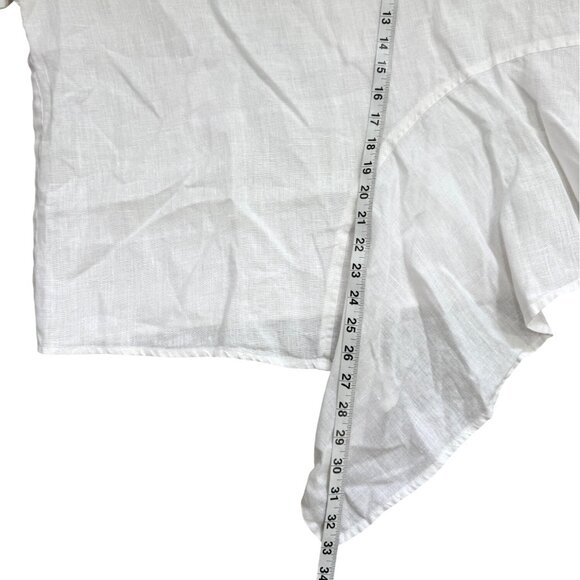 Christopher Calvin White Linen Asymmetrical Hem Top Womens Size M - Picture 6 of 8